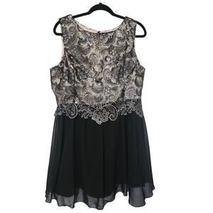 NWT Little Mistress Silver and Black Semi Formal Dress 16